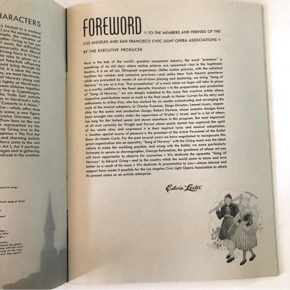 Los Angeles Opera playbill 1944 “Song of Norway” Edvard Grieg Spring vintage - Picture 5 of 8